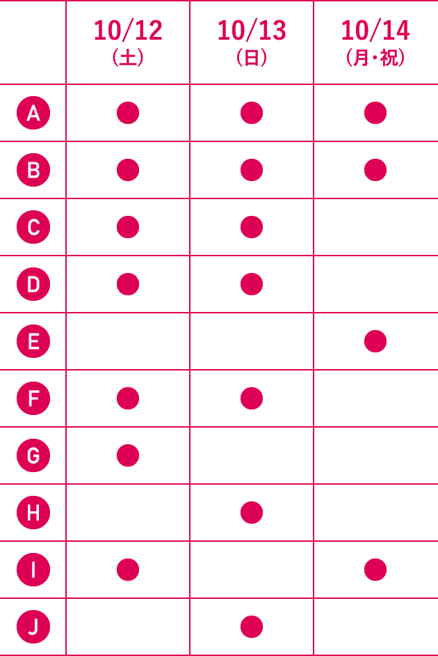 スケジュール A~J